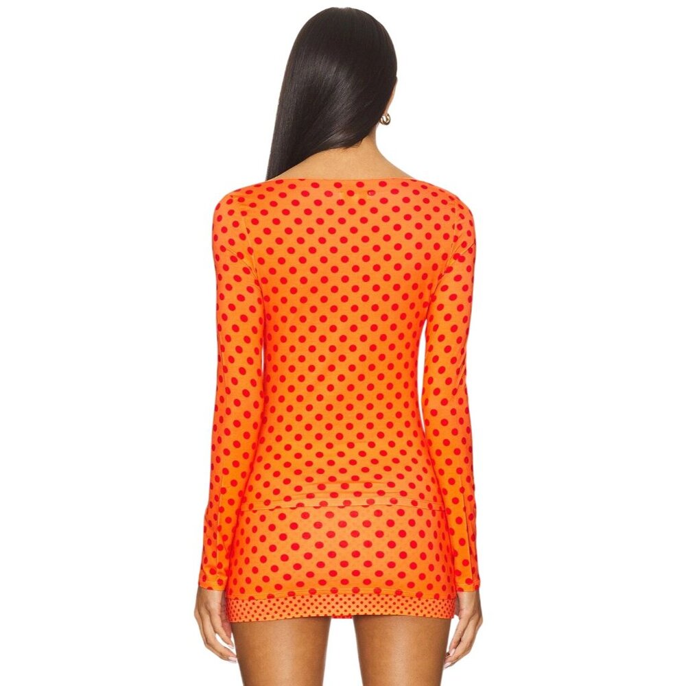 Miaou Amelia Top in Red Polka Dot Small New Womens Long Sleeve Tee - Picture 2 of 16